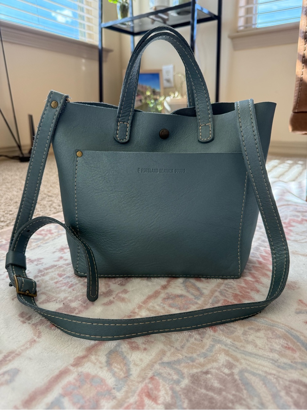 Portland Leather Goods Aqua Mini Crossbody Tote